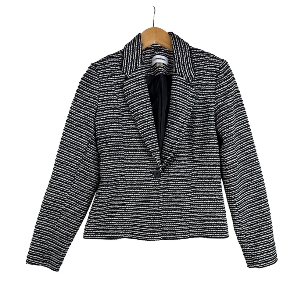 Calvin Klein Textured Tweed Blazer‎ size 2 Black/White